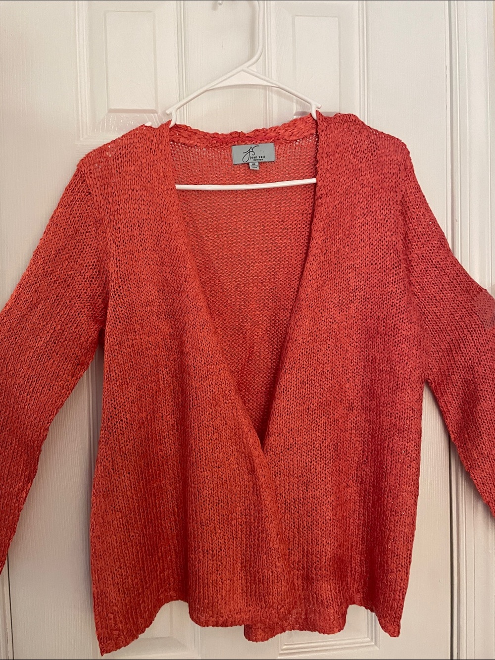 Joan Vass Orange Ribbon Yarn Open Cardigan for Summer XL